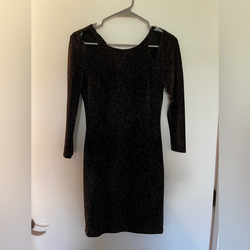 Trixxi Black Sparkle Long Sleeve Dress